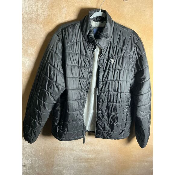 U.S. Polo Assn. Other - US Polo Assn Mens Puffer Jacket Black Quilted‎ Full Zip Collared Size M